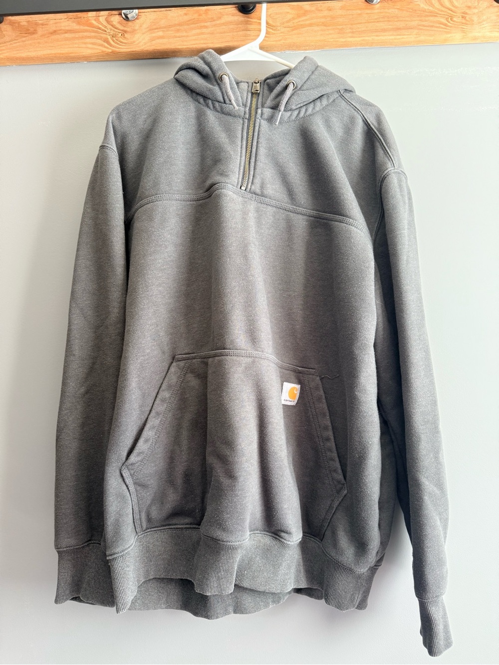Carhartt Men’s Gray Hooded Half-Zip Work Sweatshirt